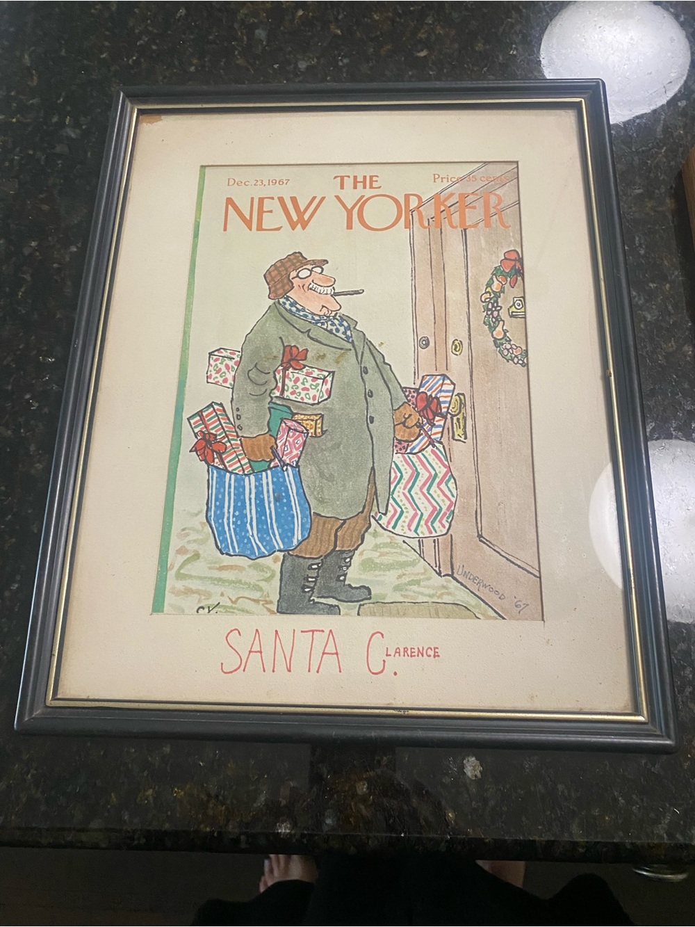 Framed 'Santa Clarence' Holiday Print - Green & Blue
